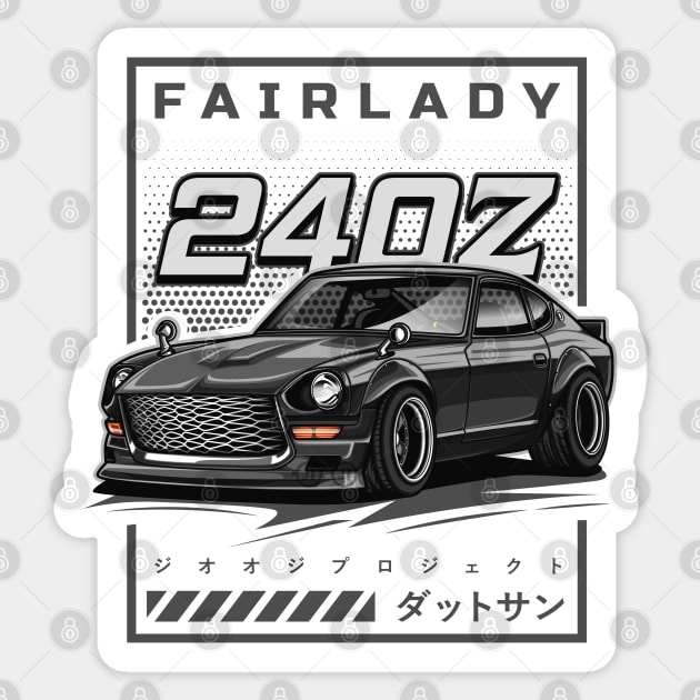 Vintage Car Fairlady 240Z (Matte Black) Sticker by Jiooji Project